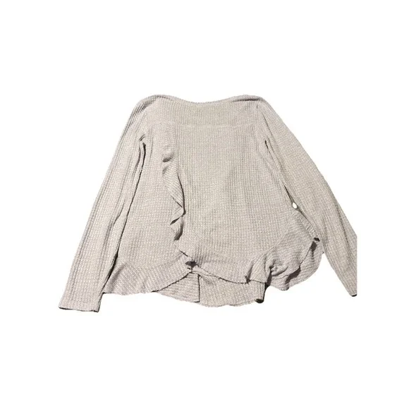 Anthropologie Sunday Saturday S  Purple Waffle Knit Ruffle Back Long Sleeve Top - Picture 9 of 11